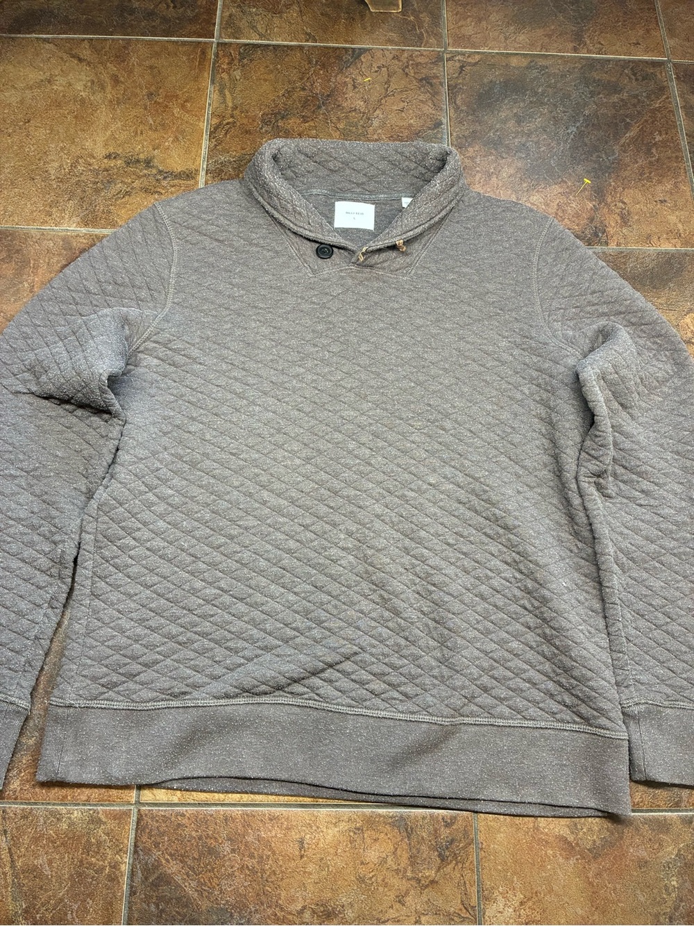 Billy Reid Quilted Crewneck Pullover - Taupe Brown